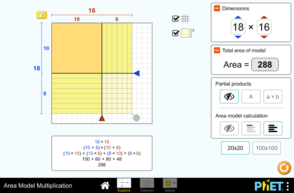 Area Model Multiplication Screenshot